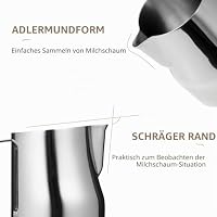 MHW-3BOMBER 450ml(15oz) Milchkännchen Milchkanne Profi, 15oz Milchkännchen Edelstahl für Espresso, Cappuccino dampfend schäumend mit Hawksbill-Mündung Design, Barista zubehör Glossy Modell: P6001S – Ansicht 4
