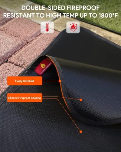 Fire Pit Mat for Decking, EC Technology 122*152 cm Grill Mat Outdoor BBQ Mat, Heat Resistant Mat Fireproof Mat for Decking Patios, Welding Blanket Heavy Duty