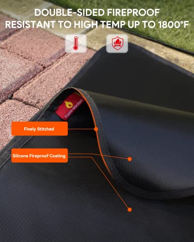 Foto von Feuerfeste Unterlage, EC Technology XXL 122 * 152cm Schutzmatte unter Grill Grillteppich Bodenschutzmatte Grillunterlage Bodenmatte Fallschutzmatten Outdoor BBQ Matte für Gasgrill Holzkohlegrill