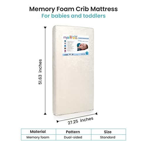 My First Memory Foam Crib Mattress, Breathable Crib Mattress With Removable And Waterproof Cover, Hypoallergenic, Standard Size, 51.63" L X 5" H X 27.25" W #TOP1