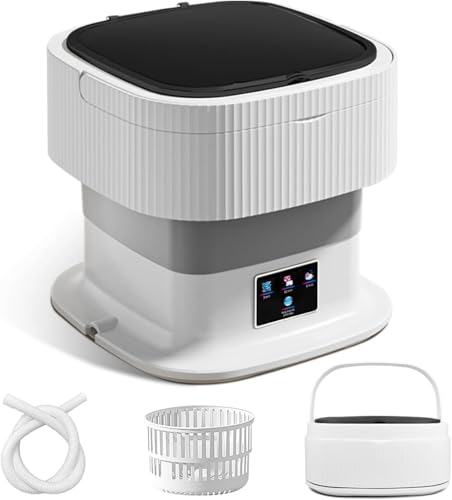 Nizzvlo小型折りたたみ洗濯機 バケツ式洗濯機 携帯に便利 ポータブル コンパクト下着 靴下 ベビー服 タオル 洗浄 消臭 急速脱水 寮 アパート 旅行 家庭 3分脱水5/10分洗浄 (グレー,60W)