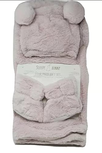 Sleepy Bunny Gift Set - Blanket, Booties and Pom Pom Beanie, Size: 0-6 Months