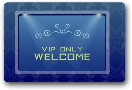 Elegant Grace Pattern VIP Only Welcome Blue Background Doormats Personalized Durable Indoor/Outdoor Door Mat (Machine-washable)