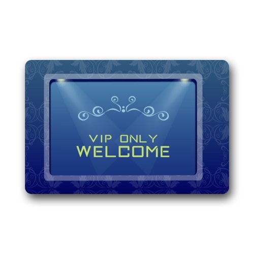 Elegant Grace Pattern VIP Only Welcome Blue Background Doormats Personalized Durable Indoor/Outdoor Door Mat (Machine-washable)