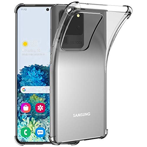 Ebeststar - Cover Per Samsung Galaxy S20 Ultra, S20 Ultra 5G, Custodia Silicone Trasparente, Protezione Tpu Antiurto, Bordi Rinforzati, Trasparente
