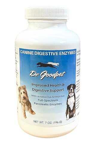 Dr. Goodpet Canine Digestive Enzymes Powder – Supports Healthy Digestion, Nutrient Absorption, Gas & Stool Eating Relief – Plant Based Enzyme Formula for Dogs – 7 oz