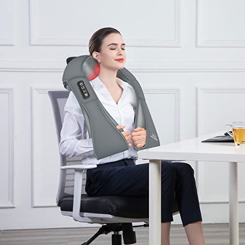 Snailax Shiatsu Neck And Shoulder Massager - Back Massager With Heat, Deep Kneading Electric Massage Pillow For Neck, Back, Shoulder,Foot Body (Grey) #TOP3