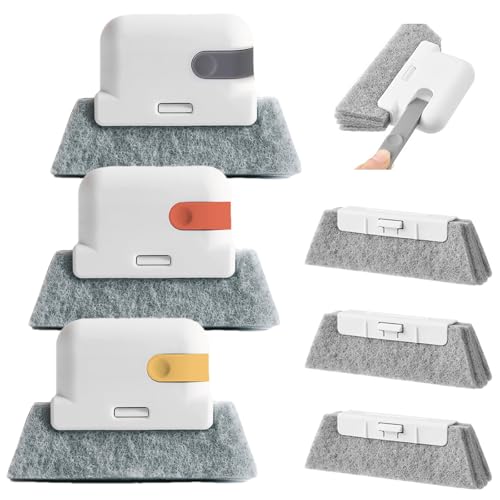 Magic Window Track Cleaner Brush Kit, 3-in-1 Design for Sliding Doors, Car Vents, Keyboards, 3 Pack Window Cleaning Tools with 3 Replacement Heads