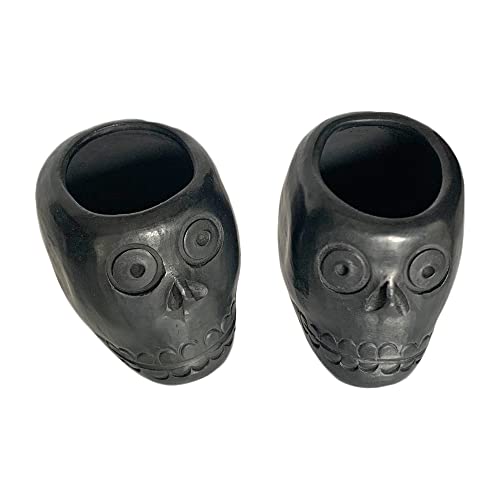 The Curated Pantry Clay Skull Shot Glasses From Mexico - 3Oz Capacity (Set Of 2) #TOP5