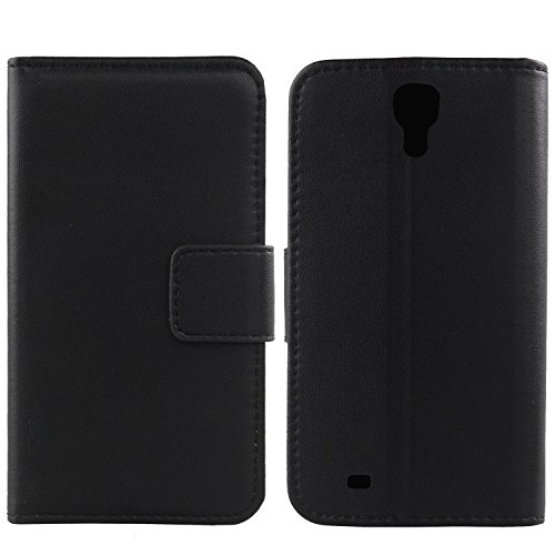 Gukas Design Veritable Cuir Etui pour Samsung Galaxy Mega 6.3 i9200 Housse Coque Premium Case Cover Flip Protecteur Portefeuille Genuine Leather Wallet (Noir)