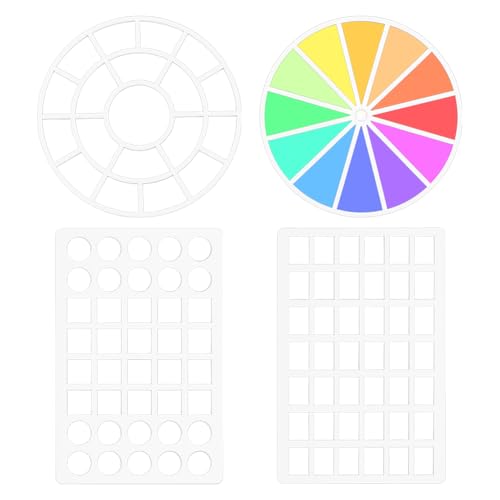 BENECREAT 4Pcs Color Wheel Template, 2 Styles Acrylic Drawing Stencils, Swatching Template Stencil for Color Correction Fabric Scrapbook Walls Crafts Home Decoration Arts Paper