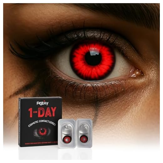 Festicy Kontaktlinsen I farbige Kontaktlinsen ohne Stärke I farbige Kontaktlinsen geeignet als Halloween Kontaktlinsen, Vampir Kontaktlinsen & Kontaktlinsen Hexe, Zombie Kontaktlinsen (Rot)