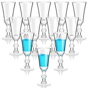 Shot Glasses with Stem 1 Oz Cordial Glasses Mini Wine Glasses Limoncello Port Glasses Clear Heavy Base Fancy Shot Glass Small Goblet Glasses for Vodka, Cocktail, Liquor for Kitchen Dining (12 Pcs)