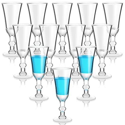 Shot Glasses with Stem 1 Oz Cordial Glasses Mini Wine Glasses Limoncello Port Glasses Clear Heavy Base Fancy Shot Glass Small Goblet Glasses for Vodka, Cocktail, Liquor for Kitchen Dining (12 Pcs)