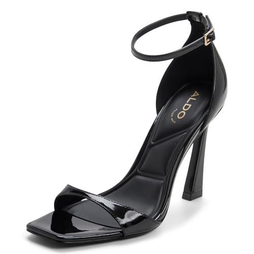Image of ALDO Evvie Women's Open Toe Ankle Strap Stiletto Heel Sandals, Black Open, 5.5 UK
