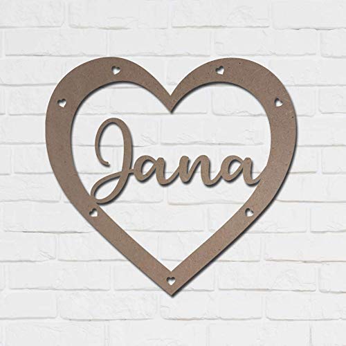 Qukimax® - Corazón de madera personalizado con el nombre, adorno pared, puerta o cabecero, decoración hogar, dormitorio