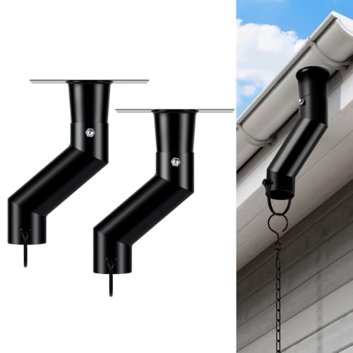 2 Pack Rain Chain Gutter Adapter Black Installation Suit for Downspout