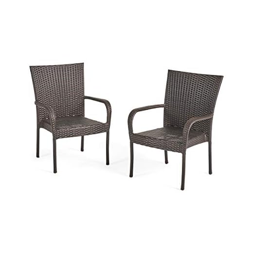 Christopher Knight Home CKH Outdoor Wicker Stackable Club Chairs, 2 Count Set, Multibrown (Pack of 1)