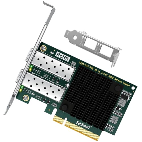 PCIE x8 Interface to 2X 10GbE SFP+ Optical Port Network Adapter for Desktop PC, Intel 82599ES 2X 10Gb/s Ethernet Controller, 10GbE PCIE NIC Card for Gaming, 10Gb/s SFP+ PCIE LAN Adapter (X520-DA2)