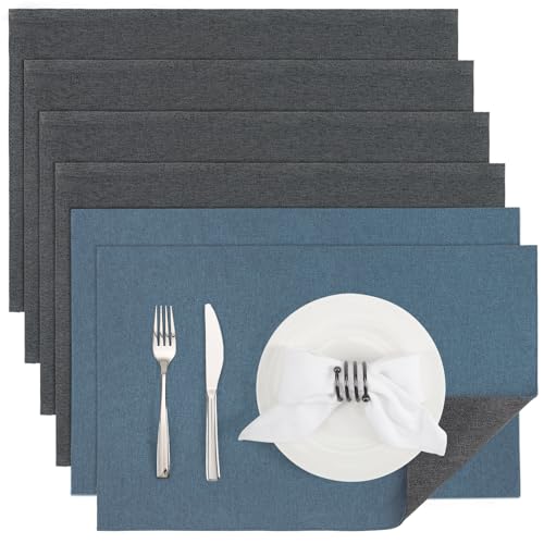 Banchif Platzsets Leinenimitat Tischsets Abwaschbar Tischsets Doppelseitigen Platzsets Stoff Platzdecken maschinenwaschbar 30 x 45 cm