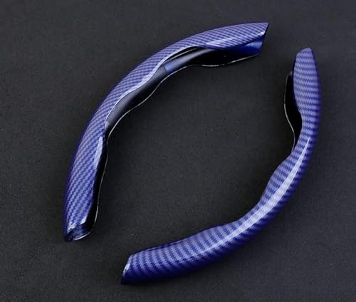 Image of Automaze New Carbon Fiber ABS Texture Steering Wheel Grip Cover for Cars, Safe and Non Slip Car Interior Accessory (Carbon Blue)