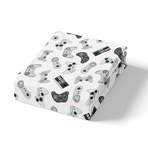 Manfei Teens Gaming Sheet Set Full Size Kids Video Games Bedding Set 4Pcs With Deep Pocket Fitted Sheet + Flat Sheet + 2 Pillowcases Boys Gamer Controller Bed Sheet Set For Game Room Decor #TOP4