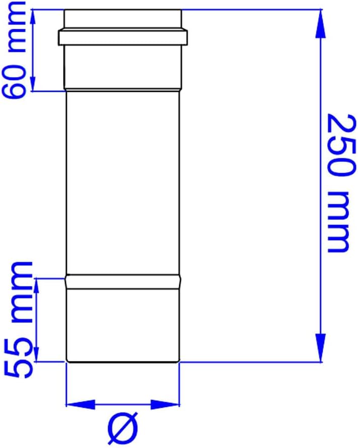 Made in Italy SAVE Servo Pellet Stoves and Wood Stoves, Φ4.7 inches (120 mm) Chimney Straight Tube (Straight/Single Tube) Length 9.8 inches (25 cm), Enamel Coating with Silicone Seal