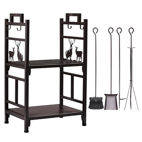 Compact Firewood Rack with Tools