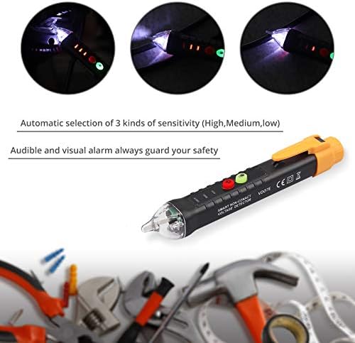 Proster Non-Contact Voltage Tester 12-1000V/48V-1000 Dual Adjustable Sensitivity AC Voltage Detector Tester Pen with LED Flashlight