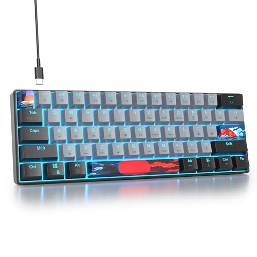 Image of Protable 60% Percent Gaming Keyboard Mechanical, Mini Compact RGB Backlit 61 Keys Wired Office Keyboard with Red Switch for Mac /Win (Dolch /red Switch)