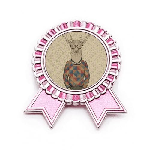 Broche cerf de créateur en métal rose et lunettes effet artistique élégant dimensions M