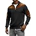 Mens Casual Loose Quarter Zip Sweatshirts Fashion Comfortable Long Sleeve Tops Lightweight Relaxed Fit Pullover Black