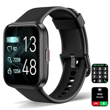 Relogio Smartwatch(Fazer/Atender Chamada), 1,8"Touchscreen Fitness Tracker com freqüência cardíaca Sanguíneo Monitor de sono compatível com iPhone e Android, Alexa Built-in, IP68 relógio impermeável