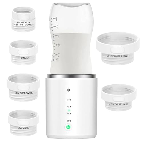 Portable Milk Bottle Warmer for Travel, Fast Heating Portable Bottle Warmer for Breastmilk Formula Water, with 10000mAh Battery to Meet All-Day Needs, 6 Adapters Fits Philips Avent, Tommee Tippee, MAM