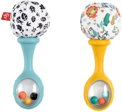 Fisher-Price Neşeli Marakas Fisher-Price Neşeli Marakas oyuncak, 3 ay ve üzeri bebekler için 2'li set, yüksek kontrastlı renkler HMF34 - Görsel 1