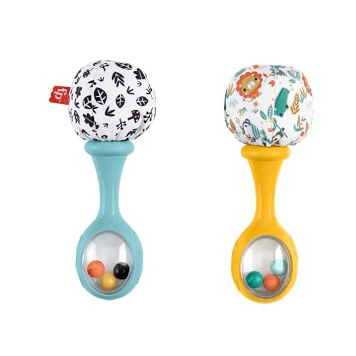 Fisher-Price Maracas Divertidas, 2 sonajeros con estampado de hojas en blanco y negro y de coloridos animales, juguete para bebés +3 meses (Mattel HMF34)