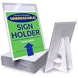 Paper Sign Holder (25 Pack) Plastic 8.5-x-11-inch Countertop Display w/Shatterproof (No Acrylic) Cle