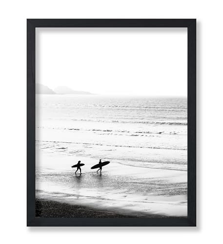 Poster Master Vintage Travel Poster - Retro Sport Print - Gift for Athlete, Friend - Surfers On Seashore, Ocean, Waves, Beach, Monochrome - Wall Decor for Bedroom, Office, 24x32 Unframed Wall Art
