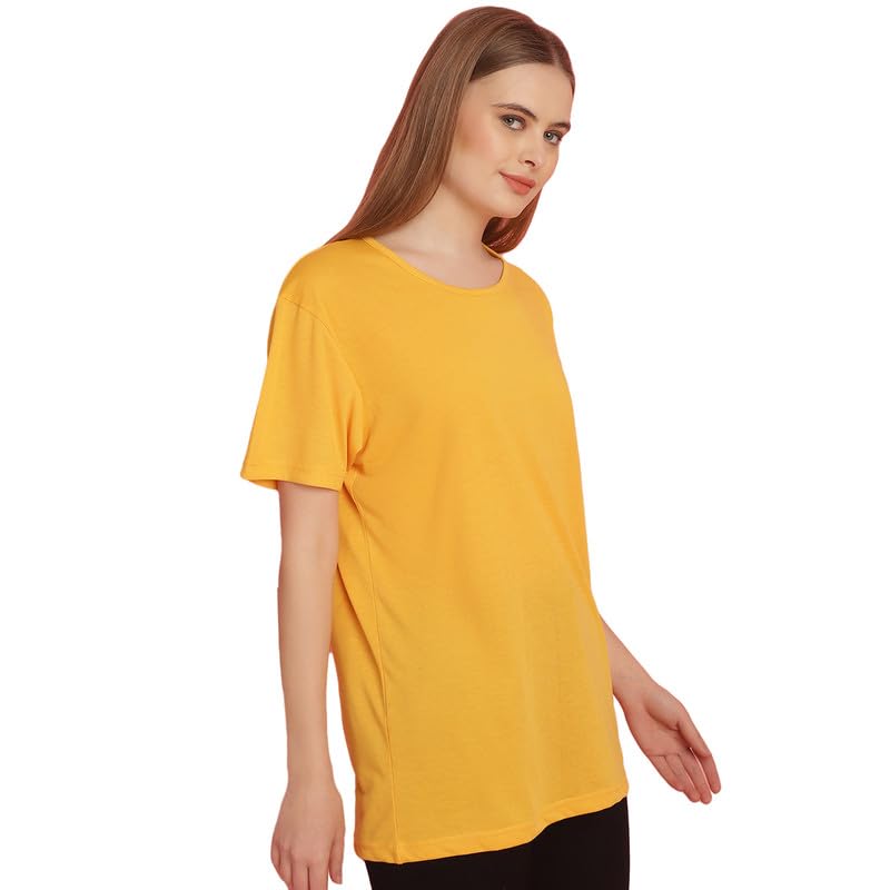 Round Neck Cotton Solid Women Regular Fit Tshirt for Women -14709 2
