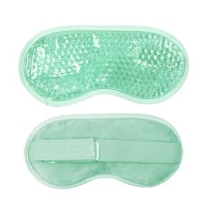 Hot & Cold Eye Mask Gel Beads Cools Puffy Eyes, Dark Circles, Reusable with Soft Plush Winter Hot Pack Eye Mask (1 Piece) (Green)