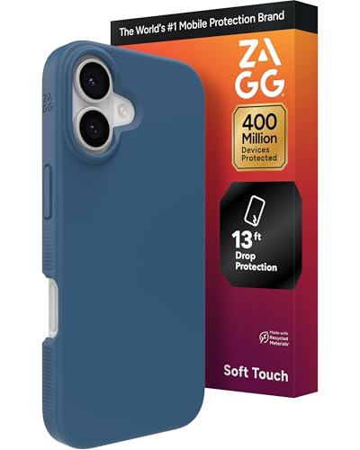 ZAGG Manhattan Snap Phone Case for iPhone 17 - Blue Ocean Abyss, Drop Protection (13ft/4m), Soft-Touch Silicone, Slim & Lightweight, Smooth Surface & No-Slip Grip, MagSafe Compatible