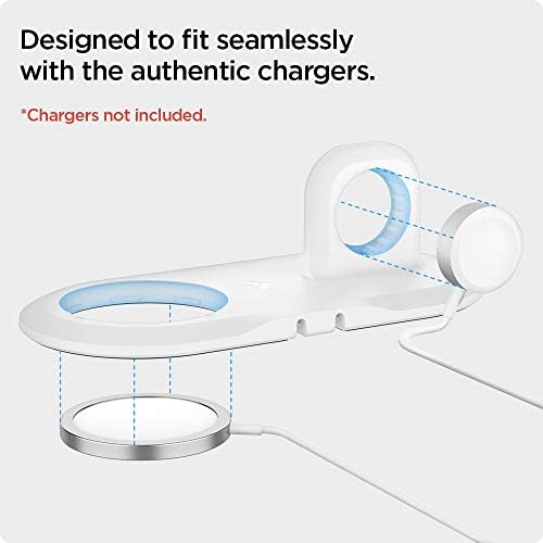 Spigen Mag Fit Duo Compatible with MagSafe Charger Stand for iPhone 14/13 / 12 series, with Apple Watch Stand for Watch Ultra and Watch 8/7/6/5/SE/4/3/2/1 all Series - White