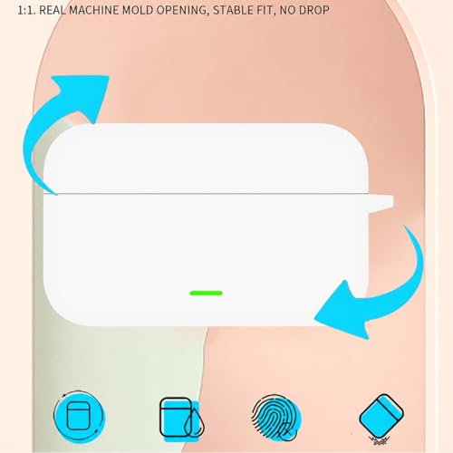 Image of Aniex Silicone Case Cover for realme Buds T500 Pro, Shockproof, Anti-Slip, Dustproof, Scratch Resistant, with Carabiner Hook, Full Body Protection (Circle White)