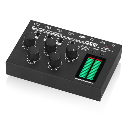 Douk Audio MX5 4-Channel Audio Mixer with LED Level Meter