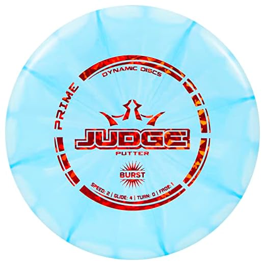 Dynamic Discs Prime Burst Judge Disc Golf Putter | 170g Plus | Throwing Frisbee Golf Putter | Stable Disc Golf Flight | Beaded Disc Golf Putter | Stamp Color Will Vary (Blue)