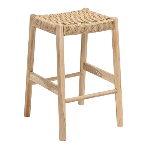 JONATHAN Y Armati 25.6" Teak Backless Indoor Outdoor Counter Stool, Beige by JONATHAN Y - Used condition - US$178.86