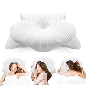 Asbtos Nackenkissen Kopfkissen, Ergonomisches Nackenstützkissen Oeko-TEX Zertifiziert für Allergiker | Kissen Orthopädisches Schlafkissen aus Memory Foam für Seitenschläfer, Rückenschläfer（Weiß）