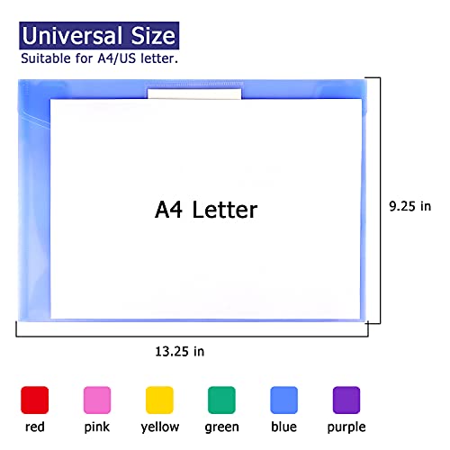 image for Hutou 6 Pack Clear Document Folders Plastic Envelopes Poly Envelopes F
