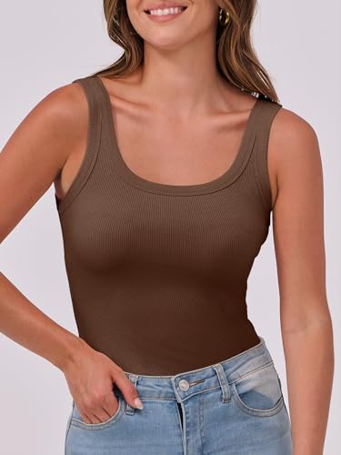 Image of ANRABESS Womens Sleeveless Scoop Neck Tank Top Ribbed Fitted Summer Basic Slim Cute Tops 2026