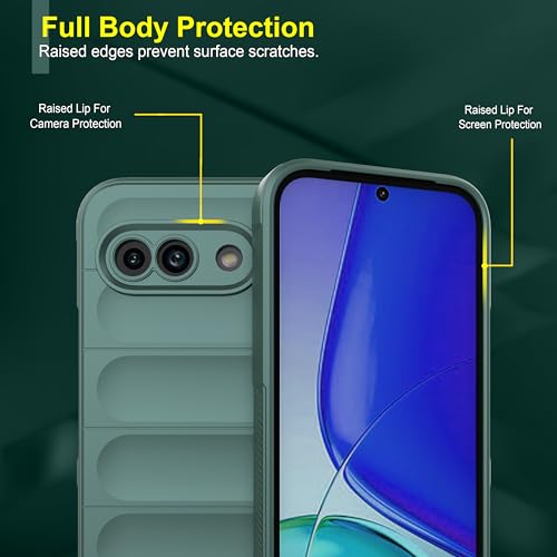 Image of amazon basics Back Case Cover for Google Pixel 9A | Compatible for Google Pixel 9A Back Cover | Liquid Silicon Magic Case with Camera Protection | Dark Green